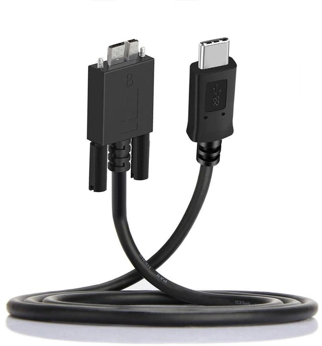 Main image of AJMRTC 5Gbps USB-C Type-C Host to Micro USB3.0 Screw Mount Straight Cable, Shielded High Speed Data Cord with Locking Screws for Industrial Camera, Machine Vision and External Storage Devices