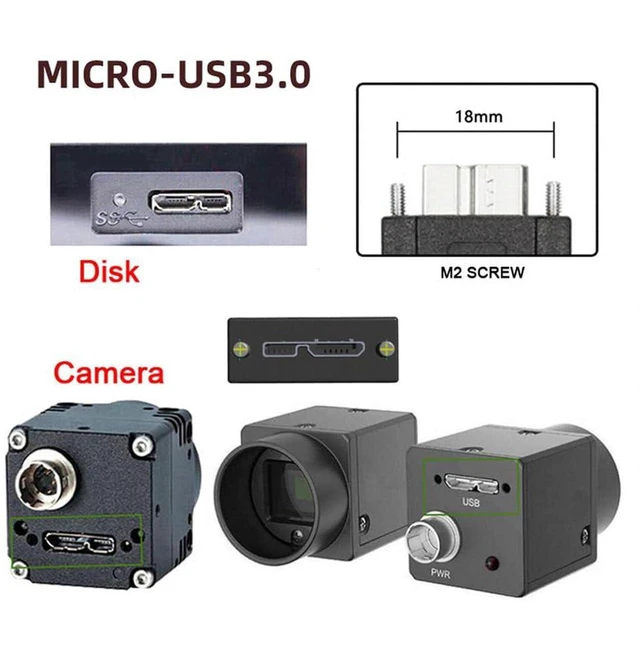 Alt view image 2 of 7 - AJMRTC 5Gbps USB-C Type-C Host to Micro USB3.0 Screw Mount Straight Cable, Shielded High Speed Data Cord with Locking Screws for Industrial Camera, Machine Vision and External Storage Devices