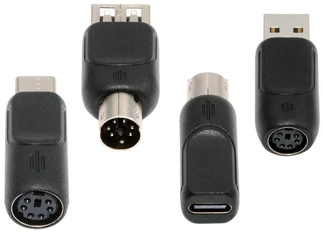 Main image of AJMRTC 4pcs/lot USB 2.0 Type-A & USB-C to PS2 Adapter, USB to PS/2 Keyboard Mouse Male to Female Converter with Mini-Din 6Pin Connector, Supports Legacy PS2 Mouse and Keyboard for Desktop PC