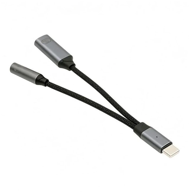 Main image of AJMRTC USB-C Male to 3.5mm Female Audio DAC AUX Cable, 16bit 48kHz Digital Audio Converter with 100W PD Charging Pass-Through, 2-in-1 Type-C to 3.5mm AUX Adapter for Laptop, Tablet, Smartphone, Headph