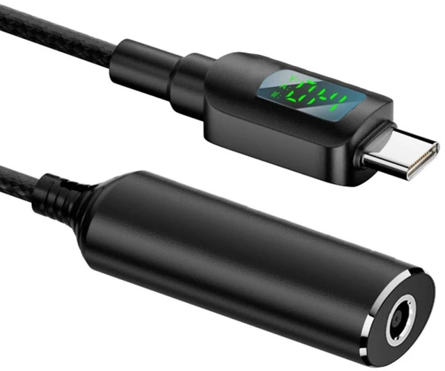 Main image of AJMRTC DC Jack 4.5x3.0mm Input to USB-C Type-C 140W Smart LED Display Charging Cable, DC 4.5*3.0mm Male to Type-C PD Power Cord, Support PD 5V 9V 20V 7A for Laptop, Smartphone, DC Power Adapter, Power