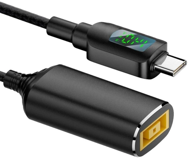 Main image of AJMRTC Rectangle Thinkpad X1 Jack Input to USB-C Type-C 140W Smart LED Display Charging Cable, Rectangular 11.0*4.5mm Male to Type-C PD Power Cord, Support PD 5V 9V 20V 7A for Laptop, Smartphone, DC