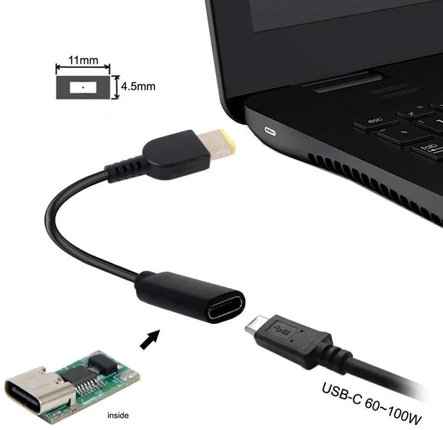 Alt view image 2 of 5 - AJMRTC USB-C to Rectangle 11.0x4.5mm Power Plug PD Emulator Trigger Charging Cable, Type-C PD Trigger Cord for ThinkPad X1 Carbon Laptop Power Supply Conversion