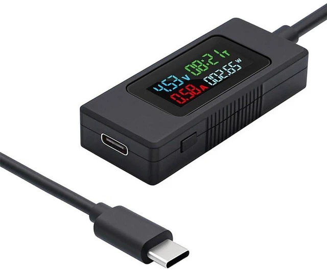 Main image of AJMRTC USB-C Tester Charger Detector, Type-C Voltage Current Power Capacity Working Time Meter, 4-30V 0-6.5A Digital Voltmeter Ammeter Multimeter for USB Cable Charging Test