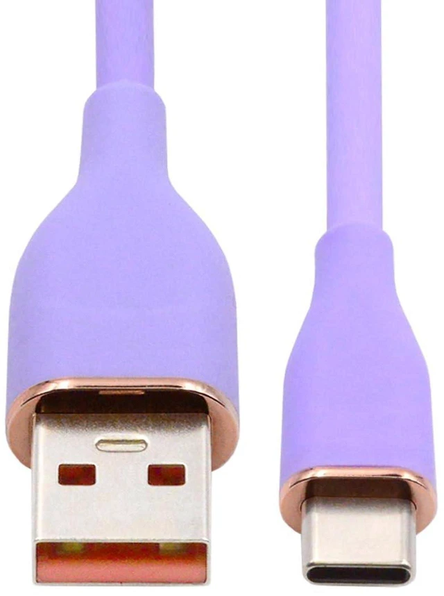 Main image of AJMRTC Colorful USB-A to USB-C Liquid Silicone Ultra Soft Cable, USB2.0 Fast Charging Power & Data Cord for Laptop, Tablet, Smartphone, Purple, 2M