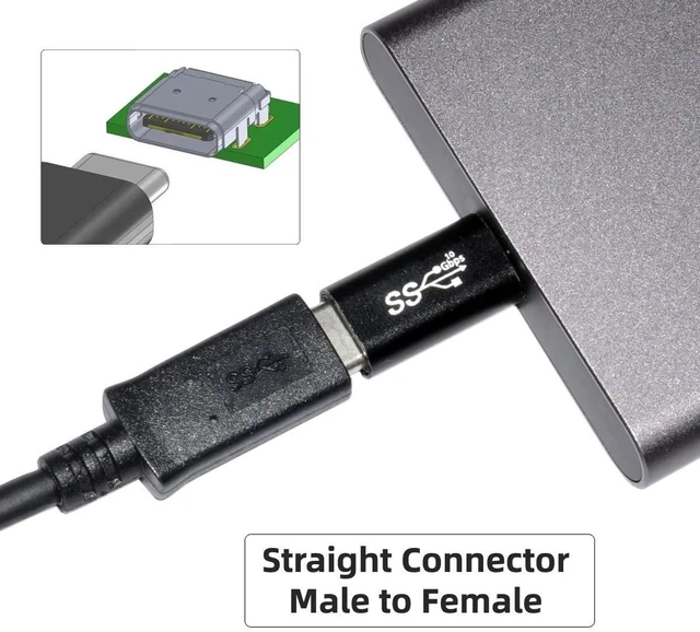 Alt view image 3 of 7 - AJMRTC 2Pcs/Lot Straight & Low Profile Angled USB3.1 Type C Male to USB-C Female Adapter, 10Gbps Power & Data Converter for NS Switch, Smartphone and USB-C Devices