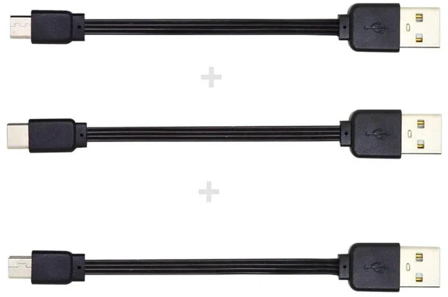 Alt view image 6 of 7 - AJMRTC 3Pcs/Lot 13cm USB2.0 Type-A to Mini USB, Micro USB & Type-C Male Flat Slim FPC Data Cable, Flexible Low Profile Ribbon Cord for FPV Drone, External Disk and Mobile Phone Compact Wiring