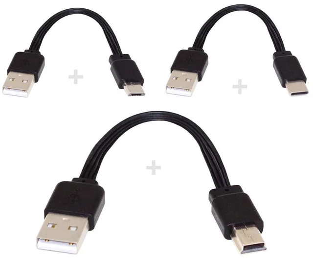 Alt view image 4 of 7 - AJMRTC 3Pcs/Lot 13cm USB2.0 Type-A to Mini USB, Micro USB & Type-C Male Flat Slim FPC Data Cable, Flexible Low Profile Ribbon Cord for FPV Drone, External Disk and Mobile Phone Compact Wiring