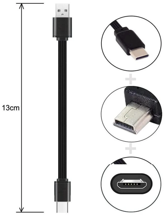 Alt view image 5 of 7 - AJMRTC 3Pcs/Lot 13cm USB2.0 Type-A to Mini USB, Micro USB & Type-C Male Flat Slim FPC Data Cable, Flexible Low Profile Ribbon Cord for FPV Drone, External Disk and Mobile Phone Compact Wiring