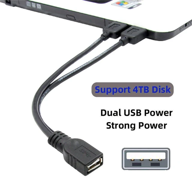 Alt view image 7 of 7 - AJMRTC USB 2.0 Y Cable Dual Type-A Male to Type-A Female Extra Power & Data Cord, 20cm USB Splitter Cable for External Disk Drive, SSD, Printer, Scanner, High Power USB Peripherals on Laptop & Desktop