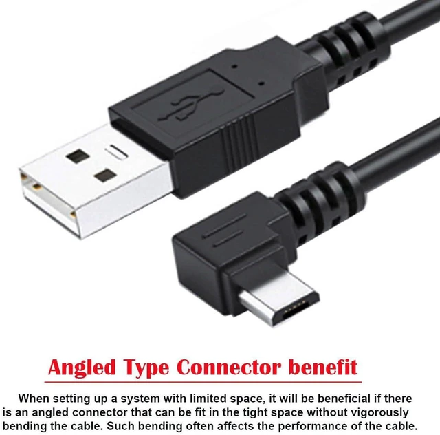 Alt view image 2 of 7 - AJMRTC 90 Degree Right Angled Micro USB 5Pin to USB 2.0 Type-A Data & Charging Cable, 25cm 480Mbps Sync Cord for Android Phones, Tablets, PS4 Controller, Digital Camera and Micro USB 5Pin Devices