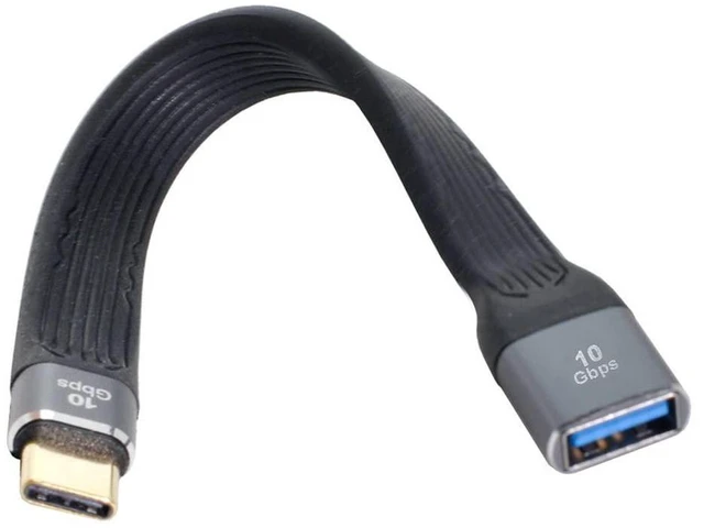 Alt view image 6 of 7 - AJMRTC USB 3.1 Type C Male Host to USB3.0 Type A Female OTG Cable, Flat Slim FPC Ribbon Cord, 10Gbps High Speed OTG Data Adapter for Laptop, Phone, Tablet, Flash Drive, External SSD, Mouse Keyboard