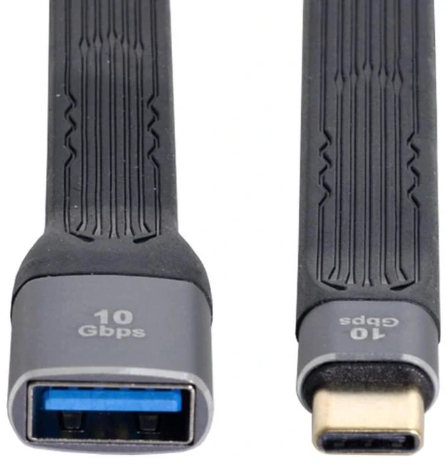 Alt view image 3 of 7 - AJMRTC USB 3.1 Type C Male Host to USB3.0 Type A Female OTG Cable, Flat Slim FPC Ribbon Cord, 10Gbps High Speed OTG Data Adapter for Laptop, Phone, Tablet, Flash Drive, External SSD, Mouse Keyboard