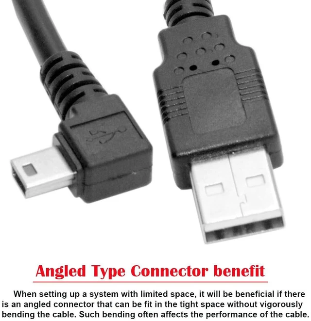 Alt view image 4 of 7 - AJMRTC Right Angled 90 Degree Mini USB B 5Pin Male to USB 2.0 Type A Male Cable, 80CM Right Angle Power & Data Sync Cord, 480Mbps Cable for Camera, GPS Receiver, Hard Disk Recorder, Mini USB B Devices