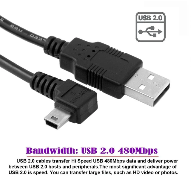 Alt view image 5 of 7 - AJMRTC Right Angled 90 Degree Mini USB B 5Pin Male to USB 2.0 Type A Male Cable, 80CM Right Angle Power & Data Sync Cord, 480Mbps Cable for Camera, GPS Receiver, Hard Disk Recorder, Mini USB B Devices