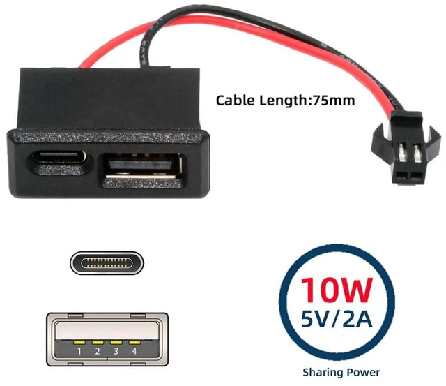Alt view image 6 of 7 - AJMRTC USB Type-A & Type-C Female Socket Horizontal to 2Pin Header Cable, 2.54mm Pitch Latch Mount DC 5V Power Wire Harness for DIY Electronics, PCB, Arduino, Raspberry Pi, Breadboard Power Supply