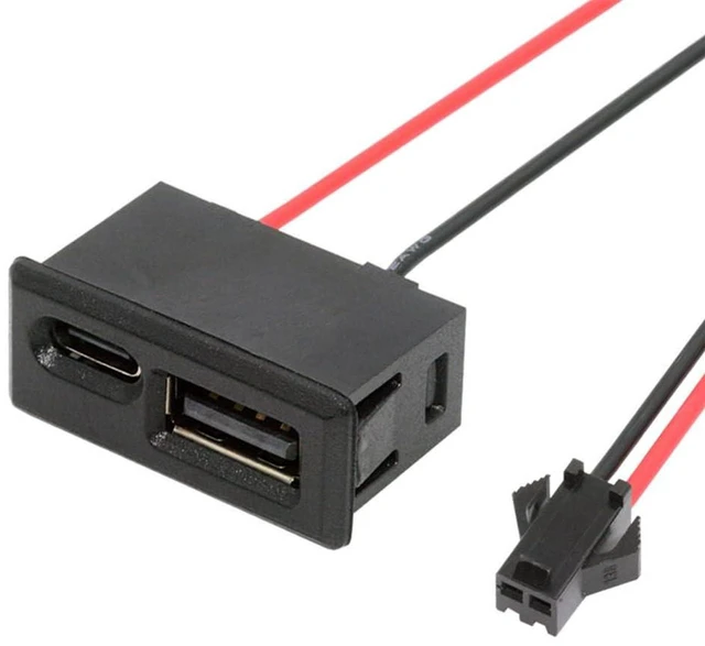Alt view image 5 of 7 - AJMRTC USB Type-A & Type-C Female Socket Horizontal to 2Pin Header Cable, 2.54mm Pitch Latch Mount DC 5V Power Wire Harness for DIY Electronics, PCB, Arduino, Raspberry Pi, Breadboard Power Supply
