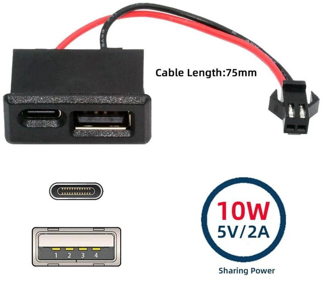Alt view image 5 of 7 - AJMRTC DC 5V Power Cable, Horizontal Type-A & Type-C Female Socket to 2Pin 2.54mm Latch Header Wire, DIY OEM Power Harness for PCB Breadboard Arduino Raspberry Pi Embedded Electronic Project Power