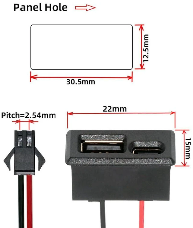 Alt view image 3 of 7 - AJMRTC DC 5V Power Cable, Horizontal Type-A & Type-C Female Socket to 2Pin 2.54mm Latch Header Wire, DIY OEM Power Harness for PCB Breadboard Arduino Raspberry Pi Embedded Electronic Project Power