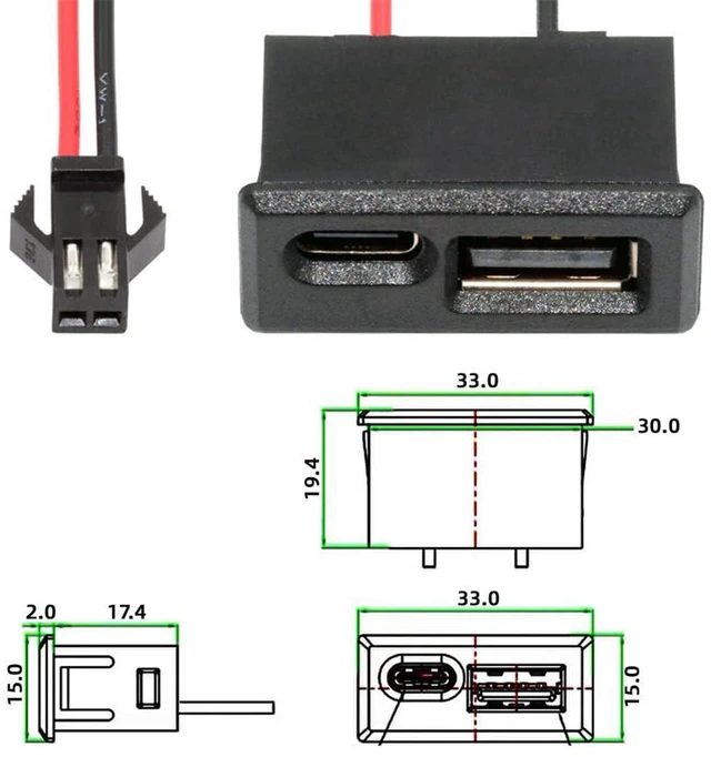 Alt view image 4 of 7 - AJMRTC DC 5V Power Cable, Horizontal Type-A & Type-C Female Socket to 2Pin 2.54mm Latch Header Wire, DIY OEM Power Harness for PCB Breadboard Arduino Raspberry Pi Embedded Electronic Project Power