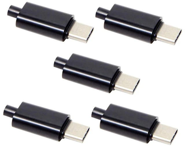 Alt view image 5 of 6 - AJMRTC 5Pcs DIY 24Pin USB-C Male OTG Host Plug with 5.1K Resistor, Black Housing Cover USB Type C Connector for DIY Cable Making, Electronic Repair, Custom USB-C Wire Harness Project