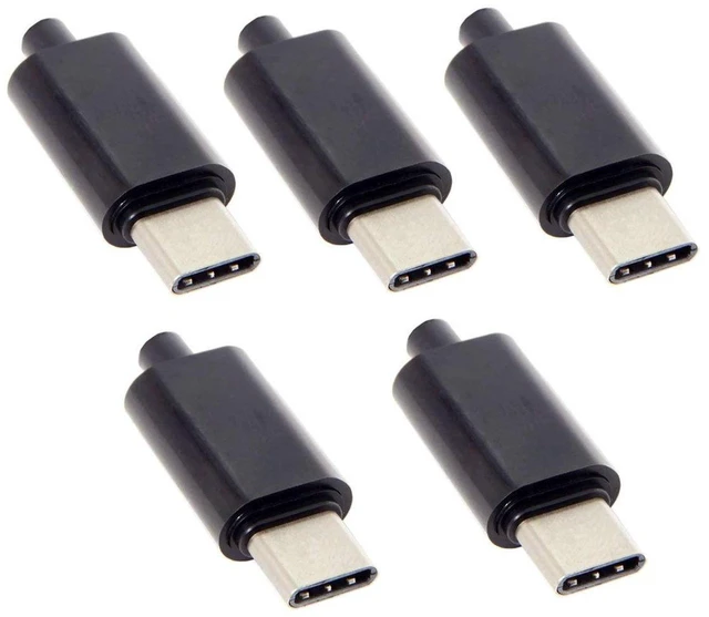 Alt view image 4 of 6 - AJMRTC 5Pcs DIY 24Pin USB-C Male OTG Host Plug with 5.1K Resistor, Black Housing Cover USB Type C Connector for DIY Cable Making, Electronic Repair, Custom USB-C Wire Harness Project