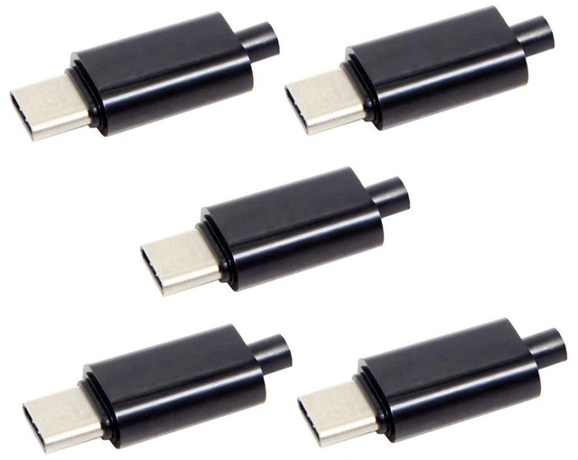 Alt view image 2 of 6 - AJMRTC 5Pcs DIY 24Pin USB-C Male OTG Host Plug with 5.1K Resistor, Black Housing Cover USB Type C Connector for DIY Cable Making, Electronic Repair, Custom USB-C Wire Harness Project