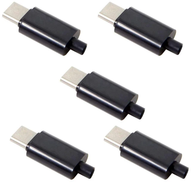 Alt view image 6 of 6 - AJMRTC 5Pcs DIY 24Pin USB-C Male OTG Host Plug with 5.1K Resistor, Black Housing Cover USB Type C Connector for DIY Cable Making, Electronic Repair, Custom USB-C Wire Harness Project