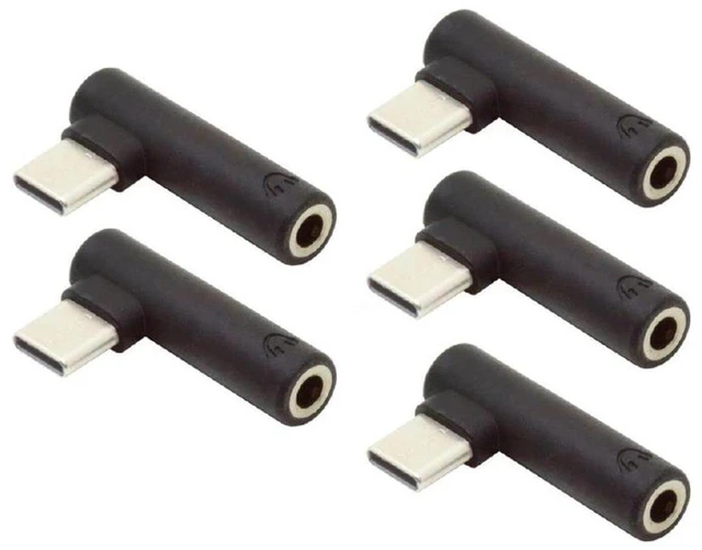 Main image of AJMRTC 5Pcs Set 90 Degree Right Angle USB C to 3.5mm AUX Audio Adapter, Type-C 3.1 Male to 3.5mm Female Headphone Jack Dongle Compatible with Samsung, Xiaomi, Pixel, iPad Pro, USB-C Phones Tablets Lap