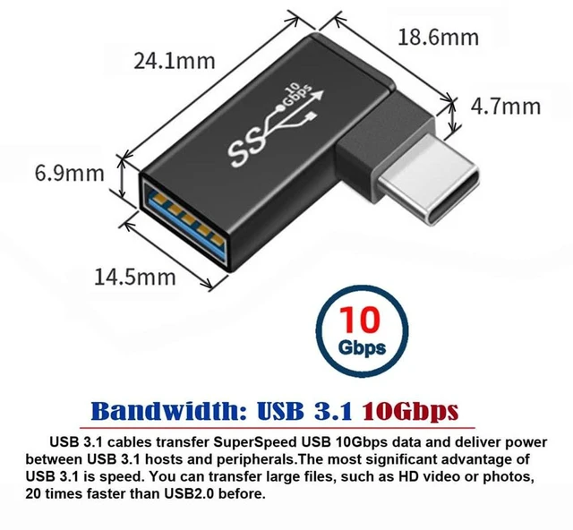 Alt view image 4 of 7 - AJMRTC USB C to USB 3.0 Female 90 Degree Right Angle OTG Adapter, Type-C Male to USB-A Female L Shape Converter, 5Gbps High Speed Data Transfer for Laptop, Android Cell Phone, Tablet, USB Flash Drive
