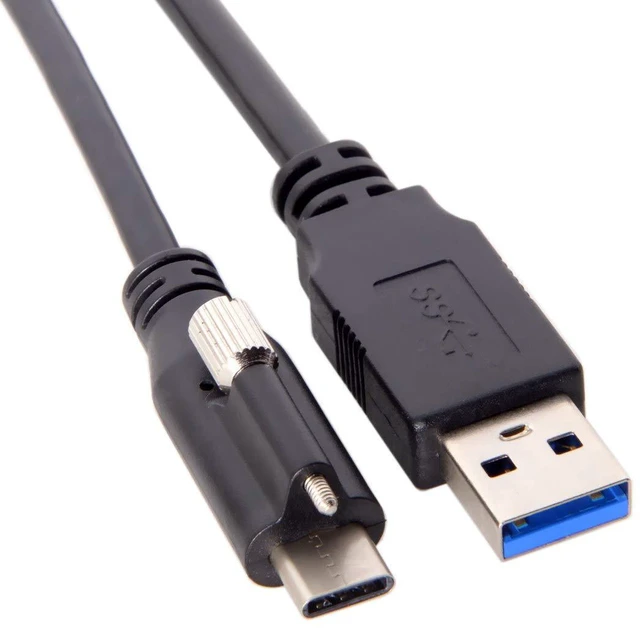 Alt view image 3 of 5 - AJMRTC USB 3.1 Type-C Locking Connector to USB3.0 Data Cable 1.2M, Panel Mount with Locking Screws, 5Gbps High Speed Stable Signal Cord for Industrial Camera, Machine Vision & Inspection Equipment