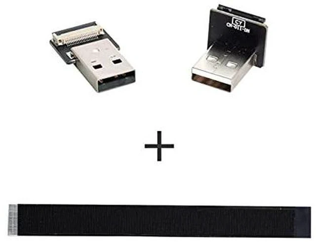 Alt view image 4 of 6 - AJMRTC 90 Degree Down Angled USB 2.0 Type-A Male to Type-A Male Flat Slim FPC Data Cable 100CM, Low Profile Flexible FPC Ribbon Cord for FPV System, External Disk, Scanner, Printer, Narrow Space Insta