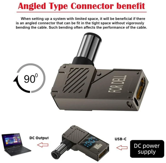 Alt view image 3 of 7 - AJMRTC USB C to DC Adapter, USB-C Female to DC 7.4x5.0mm DE Barrel Jack Plug, PD 100W Laptop Fast Charging Converter with Wattage Real-Time Display for Compatible HP Notebook Power Supply