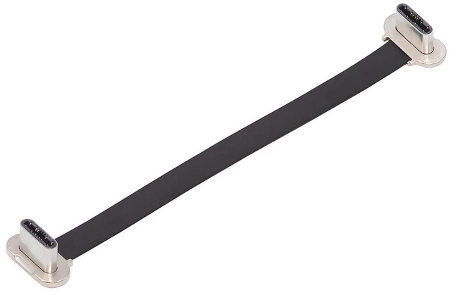 Main image of AJMRTC Ultra Slim Flat USB-C Male to Male 65W Fast Charging Cable 70mm, Dual Same-Direction Silver 90 Degree Angled Plugs, USB2.0 480Mbps Data Sync Cord for Laptop, Tablet, Smartphone, Compact Low Pro