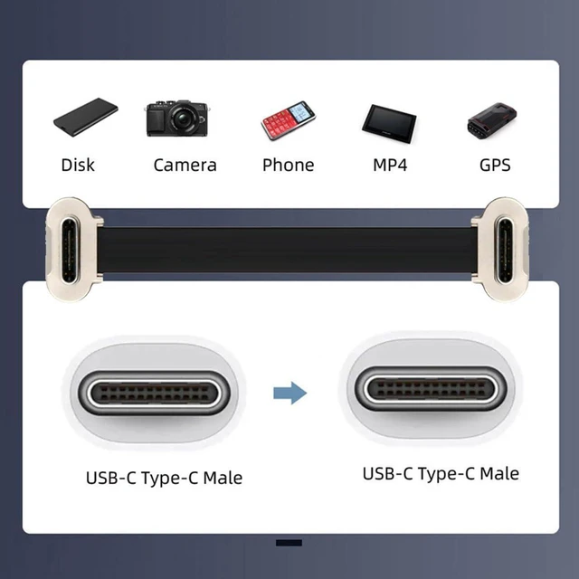 Alt view image 5 of 7 - AJMRTC Ultra Slim Flat USB-C Male to Male 65W Fast Charging Cable 70mm, Dual Same-Direction Silver 90 Degree Angled Plugs, USB2.0 480Mbps Data Sync Cord for Laptop, Tablet, Smartphone, Compact Low Pro