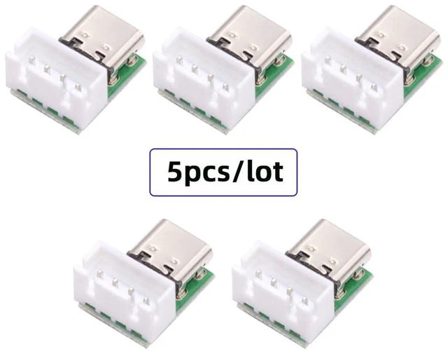 Alt view image 7 of 7 - AJMRTC 5 Pack USB C DIY Connector, 2.54mm Pitch Vertical 4Pin USB 2.0 Type C Female Socket Solder Adapter with Wafer Socket, Replacement Port for Electronic Repair, PCB Soldering & DIY Electronic