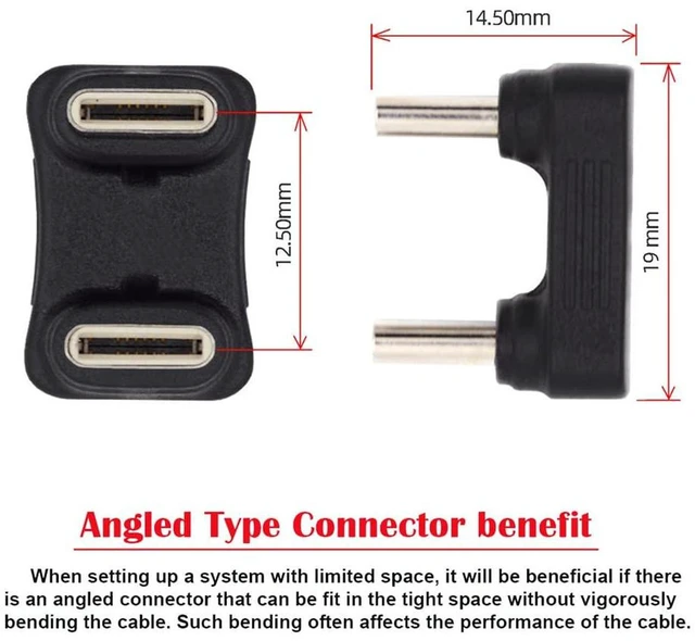 Alt view image 2 of 7 - AJMRTC USB-C Male to Male Coupler, 480Mbps USB2.0 U Shape 180° Back Angled Type C Extender Adapter, Power & Data Transfer Connector for Power Bank, Smartphone, Laptop, Tablet, USB-C Devices