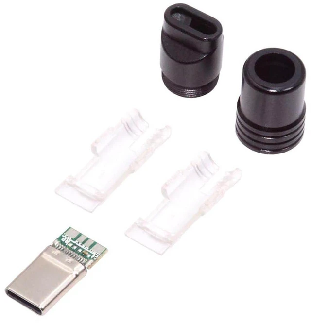 Main image of AJMRTC USB 3.1 Type-C Male Solder Connector, DIY Soldering Type Plug with Black Aluminum Alloy Shell, Customizable Repair Connector for OD 4.0mm~6.0mm Cable, DIY Cable Assembly Replacement Parts
