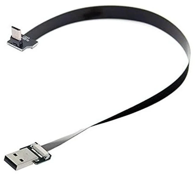 Alt view image 6 of 7 - AJMRTC Up Angled 90° USB 2.0 Type-A Male to Micro USB 5Pin Male Flat Slim FPC Ribbon Cable 20cm, 480Mbps Data & Charging Cord for FPV Drone, External Disk, Android Phone, Camera, Compact DIY Electroni