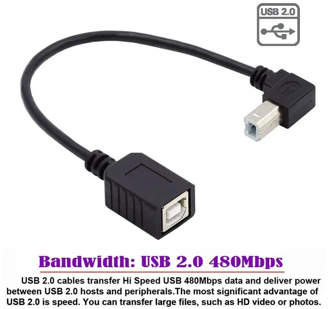 Alt view image 6 of 7 - AJMRTC USB 2.0 Type B Male to Female Extension Cable, 90 Degree Up Angled Printer Cord 20cm, 480Mbps High Speed Data Transfer Cable for Printer, Scanner, External Hard Disk, MIDI Controller and USB