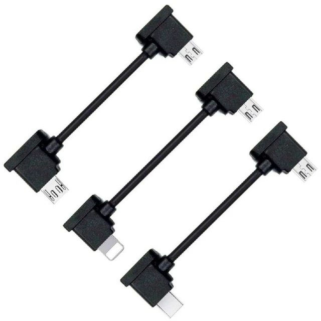 Main image of AJMRTC 3Pcs/Set Remote Controller Data Cable, Type-C, Micro USB to Micro USB RC OTG Cord for DJI Mavic Pro, Mavic Pro Platinum, Mavic Pro Park, Drone Controller Accessories, Live View & Firmware Updat