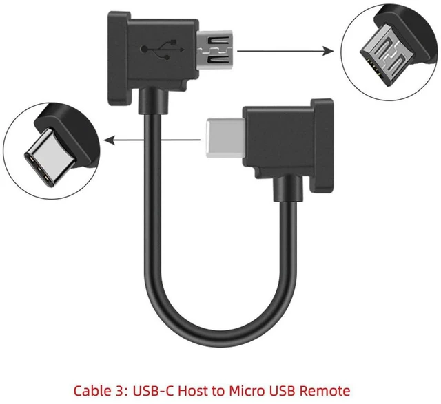 Alt view image 7 of 7 - AJMRTC 3Pcs/Set Remote Controller Data Cable, Type-C, Micro USB to Micro USB RC OTG Cord for DJI Mavic Pro, Mavic Pro Platinum, Mavic Pro Park, Drone Controller Accessories, Live View & Firmware Updat
