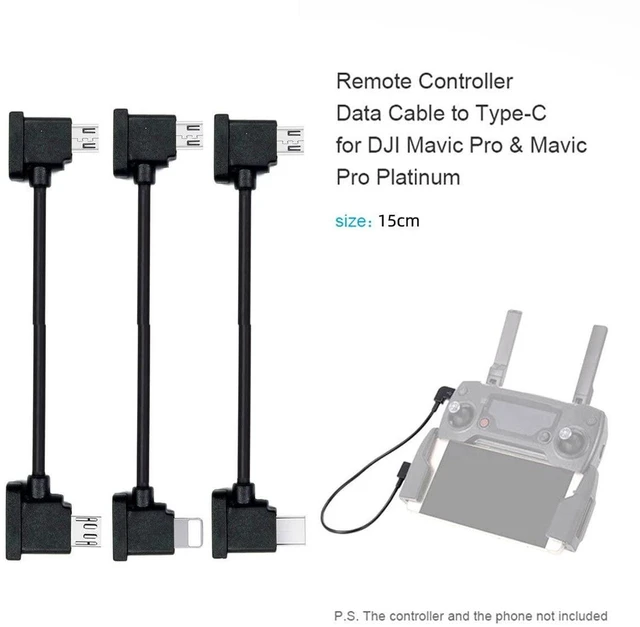 Alt view image 3 of 7 - AJMRTC 3Pcs/Set Remote Controller Data Cable, Type-C, Micro USB to Micro USB RC OTG Cord for DJI Mavic Pro, Mavic Pro Platinum, Mavic Pro Park, Drone Controller Accessories, Live View & Firmware Updat