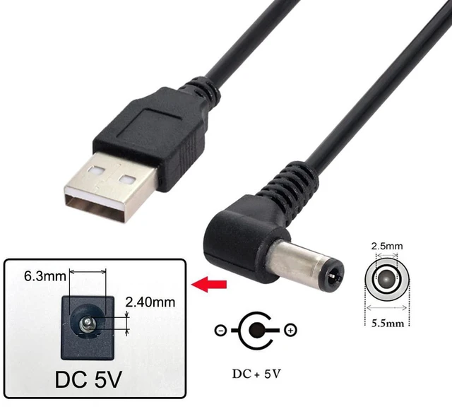Alt view image 3 of 7 - AJMRTC USB 2.0 Type A Male to 90 Degree Right Angled 5.5x2.5mm DC Barrel Power Cable, 5V DC Charging Cord, Right Angle DC 5.5*2.5mm Plug for LED Strip, Router, CCTV Camera, Small Electronic Power Supp