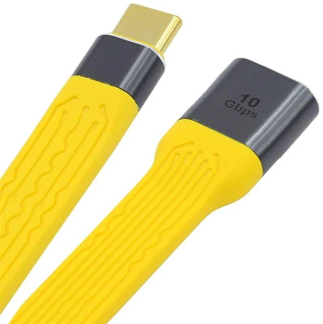 Main image of AJMRTC Yellow Flat Slim FPC OTG Cable, USB3.1 Type C Male Host to USB3.0 Type A Female 10Gbps Data Ribbon Cord, Flexible Low Profile Wire for Laptop, Smartphone, USB Flash Drive, Keyboard, Mouse