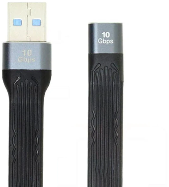 Main image of AJMRTC 10Gbps Flat Slim FPC Ribbon Cable 13cm, USB3.1 Type C Female to USB3.0 Type A Male High Speed Data Cord, Low Profile Flexible Wire for Laptop, Smartphone, External SSD & DIY Electronic Projects