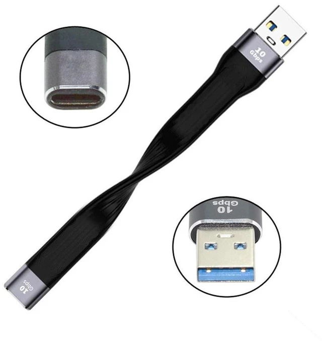 Alt view image 3 of 7 - AJMRTC 10Gbps Flat Slim FPC Ribbon Cable 13cm, USB3.1 Type C Female to USB3.0 Type A Male High Speed Data Cord, Low Profile Flexible Wire for Laptop, Smartphone, External SSD & DIY Electronic Projects