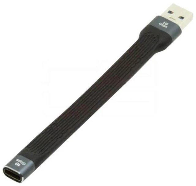 Main image of AJMRTC 10Gbps Flat Slim FPC Ribbon Cable 13cm, USB3.1 Type C Female to USB3.0 Type A Male High Speed Data Cord, Low Profile Flexible Wire for Laptop, Smartphone, External SSD & DIY Electronic Projects