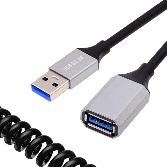 Main image of AJMRTC 5Gbps USB3.0 Type-A Male to Type-A Female Stretch Coiled OTG Extension Cable 100cm, Retractable Spring Data Cord for External Disk, Smartphone, Digital Camera, USB Flash Drive & USB Peripherals