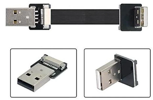 Alt view image 7 of 7 - AJMRTC 90° Up Angled USB2.0 Type-A Male to Type-A Male Flat Slim FPC Cable 20CM, 480Mbps Flexible Ribbon Data Cord for FPV Drone, External Disk, Scanner, Printer & Compact DIY Electronic Projects